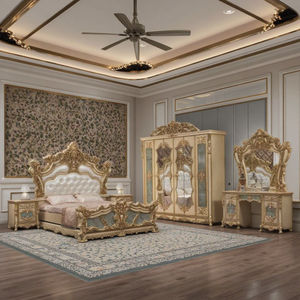 Luxuriöses Handgefertigtes Himmelbett King Size Königlich Blattgold Verziert Luxusbetten Premium Hersteller Lieferant Holzmöbel für Zuhause - Product Image 2