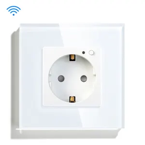 Alexa Google White/black/ Gold EU Wifi Smart Socket Home Voice Control Wifi Home Socket Tempered Glass Wall Socket CE 13A 220V