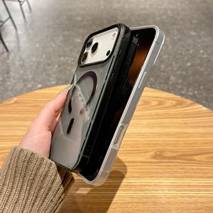 Étui de téléphone magnétique transparent de luxe pour iPhone 17 air 16 15 14 <span class=keywords><strong>Plus</strong></span> 13 Pro Max, coque de téléphone transparente antichoc, coque arrière de téléphone portable - Product Image 6