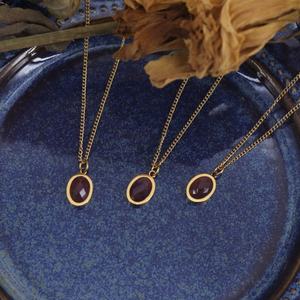 สร้อยคอพร้อมจี้หินอะเมทิสต์ธรรมชาติ ชุบทอง 18k คุณภาพสูง ไม่หมอง ไม่ดำ ผลิตตามสั่ง ขายส่ง สำหรับผู้หญิง - Product Image 1