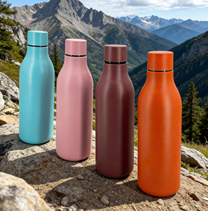 Offre Spéciale / Bouteille d'eau incurvée en acier inoxydable 304 à double paroi de 550 ml/750 ml, Gourde isotherme portable pour sports de plein air et voiture - Product Image 5