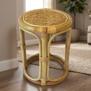 BS International NA283 Modern Outdoor Rattan Bent Wood Stool-Waterproof & Durable 1 Person Capacity - Product Image 1