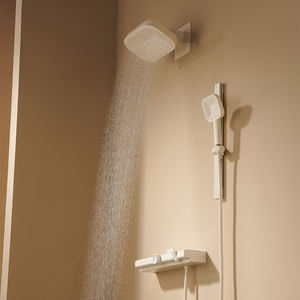 Système de douche de salle de bain de luxe ensemble de pommeau de douche numérique en laiton touche de <span class=keywords><strong>piano</strong></span> blanche ensemble de douche à effet pluie thermostatique - Product Image 2