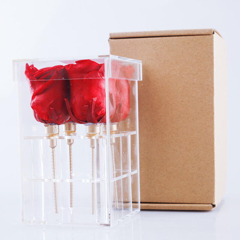 4 rose acrylic box with stem