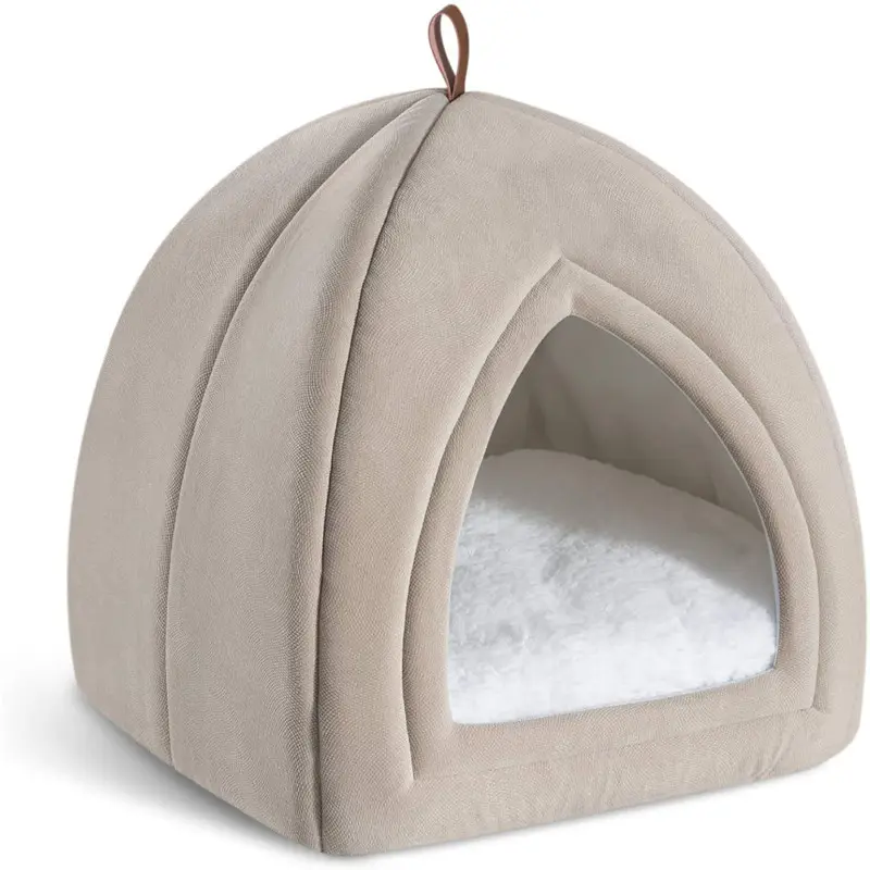 Travesseiro com logotipo personalizado, pequena caverna de barraca de gatinhos com travesseiro almofadado lavável para cão e gatos internos