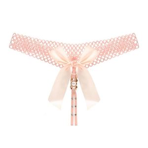 Ropa interior sexy de perlas para mujer, ropa interior transparente, bragas con lazo, Tanga, ropa interior - Product Image 2