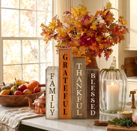 Décoration de table d'automne rustique style ferme, 4 pièces, panneau en bois « Thankful »