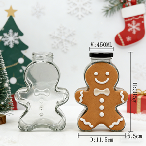 10oz 15oz New Christmas <strong>Glass</strong> <strong>Bottle</strong> with Straw Cute Cartoon Gingerbread Man <strong>Glass</strong> Cup with Cap <strong>Glass</strong> Juice <strong>Bottles</strong> with Lids - Product Image 3