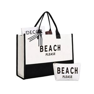 Custom Print Logo Cotton Large Shopping White Canvas Tote Bag With Pocket and Zipper - Product Image 1
