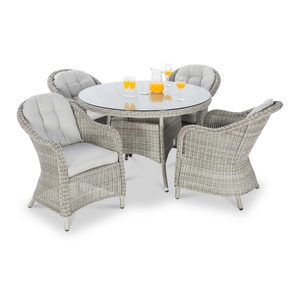 Luxury Furniture Rattan Garden Outdoor Dining <b>Table</b> 4 Seat <b>Round</b> Rattan Dining Set with Heritage Chairs - Product Image 3