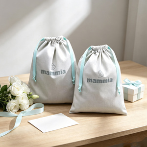 Sacs en coton twill blanc personnalisés de qualité supérieure avec logo personnalisé, pochette en coton pour le rangement et l'emballage - Product Image 4