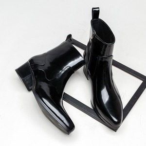 Nouvelles bottes en cuir noir à bout pointu 2026, en cuir véritable avec fermeture éclair, bottes courtes, bottes hautes pour hommes - Product Image 2