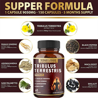 Capsules de Tribulus Terrestris, Ashwagandha et Saw Palmetto à haute puissance, stimulant l'énergie, l'humeur et la résistance, complément sportif pour adultes