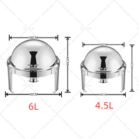 Panci Pemanas Makanan Buffet Bulat 4.5L dengan Tutup Roll Top dari Stainless Steel untuk Pesta Pernikahan