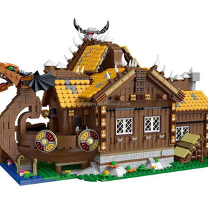 บล็อกตัวต่อแบบโมดูลาร์ บ้านชาวไวกิ้ง MOC 033051 วิวชนบท ชุดตัวต่อแบบชนเผ่า ของเล่นบล็อก<span class=keywords><strong>หมู่บ้าน</strong></span> ของขวัญสำหรับเด็กชายและเด็กหญิง - Product Image 4