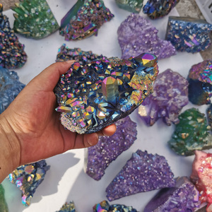 Bán Buôn Cầu Vồng Mạ <span class=keywords><strong>Aqua</strong></span> <span class=keywords><strong>Aura</strong></span> Thiên Thần Thạch Anh Đá Tinh Thần Chữa Bệnh Cụm Pha Lê - Product Image 2