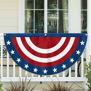 Không Dệt Pleated Hình Bán Nguyệt Thêu USA Cờ Bunting Bên Trong Bên Ngoài Hiên Đường Sắt Hoặc Cửa Sổ Trang Trí Quốc Gia Cờ - Product Image 2