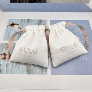 Custom Logo Printed Recyclable Jewelry Gift Canvas Pouch Cotton <b>Drawstring</b> Dust Bag for Rings <b>Bracelets</b> Earrings Glasses Watch - Product Image 2