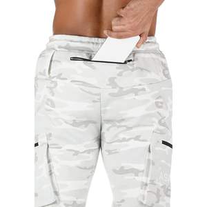 Pantalones Deportivos Cargo Personalizados para Hombre, Pantalones Deportivos Blancos con Estampado de Camuflaje, con Bolsillos con Cremallera, Transpirables, para Gimnasio y Entrenamiento - Product Image 2