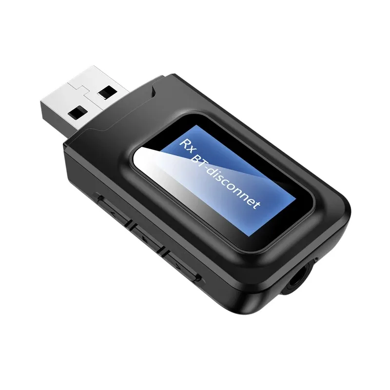 Bộ Thu USB Bluetooth Bộ Chuyển Đổi Âm Thanh Bluetooth 5.0 Cho Xe Hơi Máy Vi Tính TV HD Bộ Chuyển Đổi Không Dây Thụ Thể HiFi LCD 3.5MM AUX