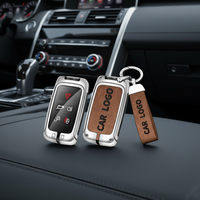 Housse de clé de voiture de service professionnel en cuir et métal en alliage de zinc avec porte-clés