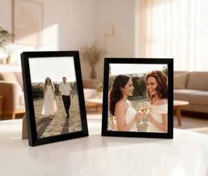 Bingkai Foto MDF Motif Kayu Putih Hitam 3.5x5 4x6 5x7 6x8 8x10 10x12 A3 A4 Bingkai Gambar Sederhana Berbalut Kertas Kayu - Product Image 4