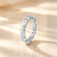 Nouvelle bague en argent S925 avec diamant carré long et diamant cercle complet, bague tendance pour femme, bague de fiançailles haut de gamme pour le quotidien