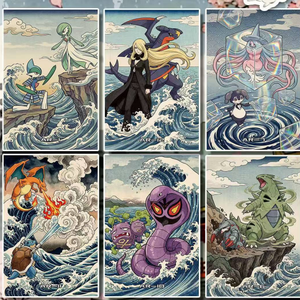DL Pokémon Stile Ukiyo-e Tavola Artistica in Acrilico Anime Giapponese Pikachu Shikishi Decorazione Murale da Collezione Regalo per Fan Casa Ufficio - Product Image 2