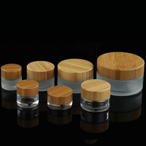 Eco Friendly Cosmetic Luxury 15ml 30ml 50ml 100ml Facial Serum Eye Cream Lotion Packaging Frosted Glass Jar with Bamboo Lid - Product Image 6
