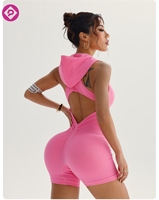 Combinaison de sport et de yoga pour femme, sans manches, à capuche, séchage rapide, coupe ajustée, avec logo personnalisé, idéale pour l'été et la mode.