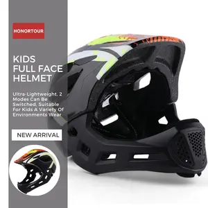 Honorour ragazzi e ragazze sport bambino casco rimovibile mento Pad per bambini Scooter Roller skate Bike casco con luci