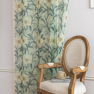 Rideaux transparents floraux bohèmes Pivoines et vignes blanches luxuriantes, détails croquis à la main, garniture de gland pour chambre/véranda/bistro - Product Image 5