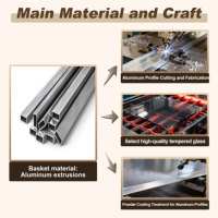 Tiroir coulissant moderne à 4 côtés avec panier extractible, en verre trempé gris foncé, multifonction, pour égouttoir à vaisselle et organisateur de tiroir, à monter sur armoire