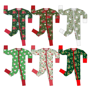 Weiwei RTS 미스터리 박스 ODM 캐주얼 대나무 잠옷 지퍼 95% 대나무 5% 스판덱스 220 GSM 긴팔 부드러운 남여 공용 아동복 - Product Image 2