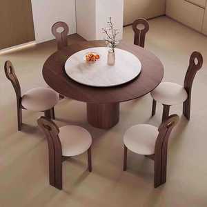 Solid Wood <b>Round</b> <b>Dining</b> <b>Table</b> <b>Walnut</b> Color Stable Structure For <b>Dining</b> Room - Product Image 4