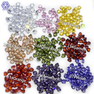 Hiếm Bán Buôn Hình Trái Tim 2*2 Mm-6 * 6Mm Trắng Đa-Màu Cubic Zirconia Tim Cắt Tổng Hợp <span class=keywords><strong>CZ</strong></span> Đá Quý Zircon Đá Quý - Product Image 1