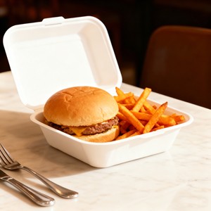 Caja Biodegradable Desechable de Bagazo de Caña de Azúcar para Hamburguesas, Caja de Almuerzo, Caja Tipo Concha, Envase para Alimentos - Product Image 5