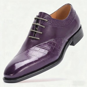 Chaussures en cuir pour hommes, style Oxford, talon bas, semelle en caoutchouc, doublure en cuir véritable, noir, gris, marron foncé, Dreamy Stark JN0902 - Product Image 4