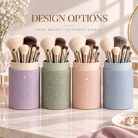 Étui à pinceaux de maquillage OEM, rond, en carton rigide, avec feuille d'or, cylindrique, pour outils de beauté