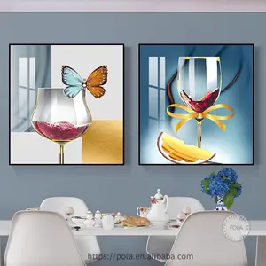 POLA Modern Style Aesthetic Symmetrical Butterflies Decorate Wine Glass Crystal Porcelain for Light Luxury High-end Restaurant