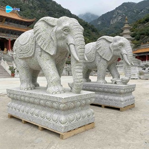 Estátua de Elefante em Mármore Branco em Tamanho Real com Design Moderno para Decoração Externa de Casa Escultura em Pedra - Product Image 4