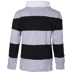 Vintage Preppy Stijl Garengeverfde Gestreepte Katoenen Rugby Top Oversized Zwaargewicht Gebreide School Leaver Casual Kinder Rugby Trui - Product Image 3