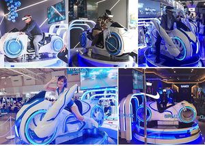 เครื่องเล่นเกมมอเตอร์ไซค์เสมือนจริง LEKE 9D สำหรับสวนสนุกและสนามแทรมโพลีน ทำจากไม้ - Product Image 3
