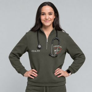 Sweat-shirt personnalisé à col zippé pour infirmière en soins intensifs, brodé CCRN, cadeau de fin d'études, <span class=keywords><strong>médecine</strong></span> d'urgence hivernale - Product Image 4