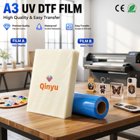 Nouveaux films de transfert UV DTF Qinyu A3 en PET, films A et B, 30cm*50m