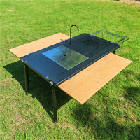 Table de camping portable en aluminium à 3 unités, réglable en hauteur, grand plateau, pieds pliants, poste de travail de cuisine extérieur