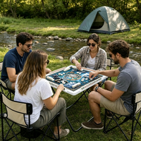 Table de jeu de mahjong pliable sur mesure, plateau en ABS avec surface en PU, table de mahjong portable pour l'extérieur sur le thème de la mythologie viking nordique