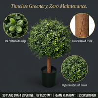 Arbre Topiaire Artificiel en Buis, Design Multi-Boules, Feuillage Réaliste en PE, Décoration Intérieure/Extérieure, Pot en Plastique Stable, Plusieurs Tailles