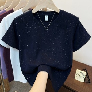 Camiseta de Manga Corta de Algodón Puro Annshine para <span class=keywords><strong>Mujer</strong></span>, Cuello Redondo, Talla Grande, Estilo Veraniego, Nueva Moda, Top Adelgazante - Product Image 1