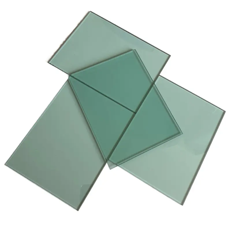 Dark blue, gray, brown, and green colored glass used for decoration